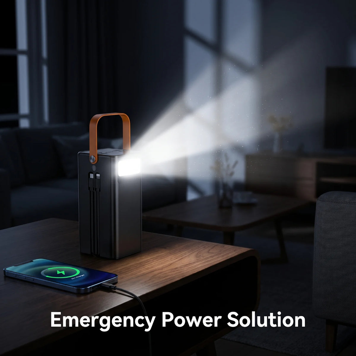 Portable Power Bank With Built In Cables Digital Display