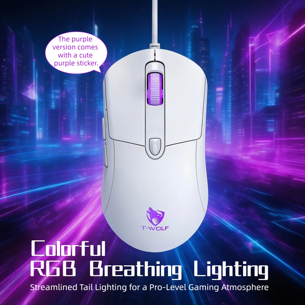 T-WOLF RGB Programmable Gaming Mouse With Six Buttons Adjustable DPI
