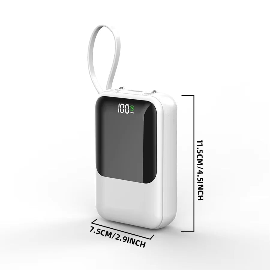 Portable Power Bank With Built In Cables And Wireless Charging