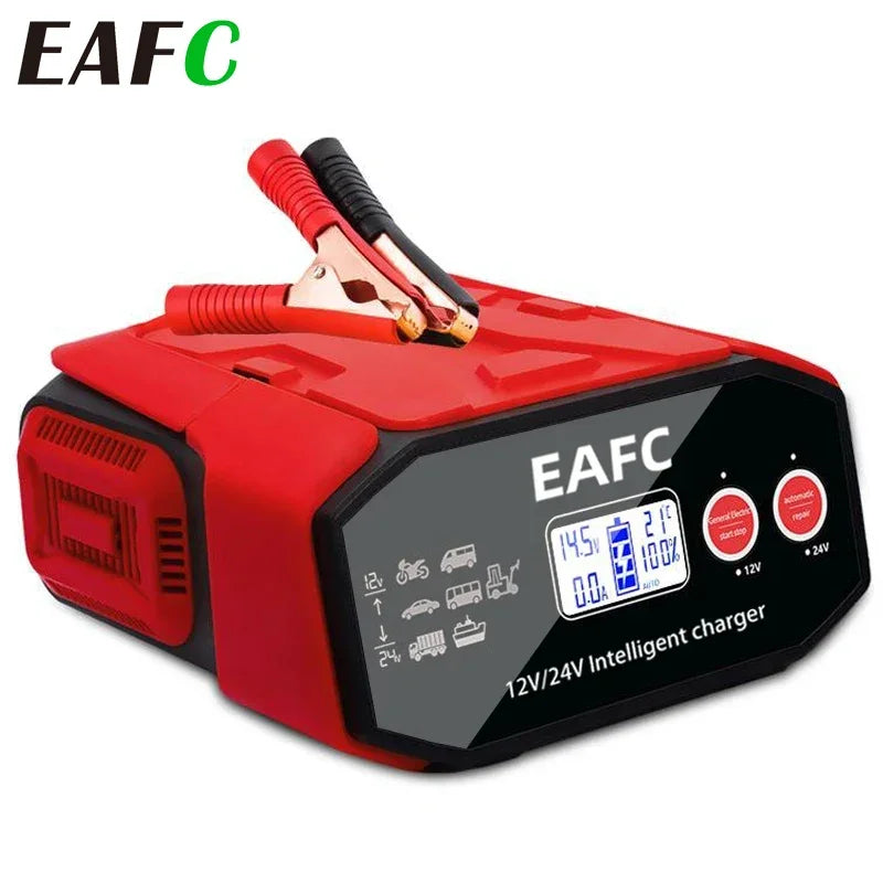 400W High Power Car Truck Smart Battery Charger 12/24V Automatic Identification Digital Display Battery Charging