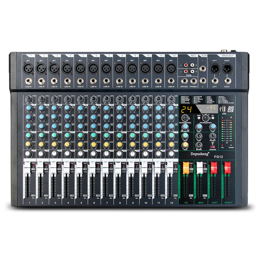 Audio Mixer Console 8/12Channel DJ 24DSP Music Karaoke Professional Audio Mixer Stereo For Recording Stage
