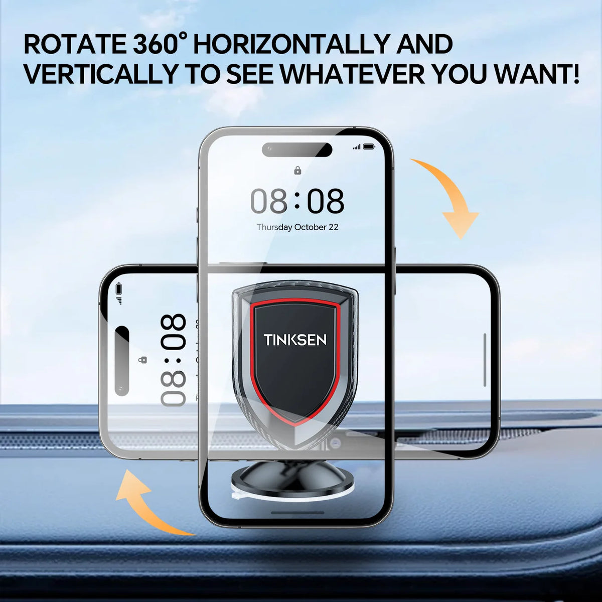 TINKSEN Magnetic Upgraded Car Phone Holder, a universal Car Phone Holder Suitable for Instrument Panels, Compatible with iPhone, Samsung, and All Android Smartphones