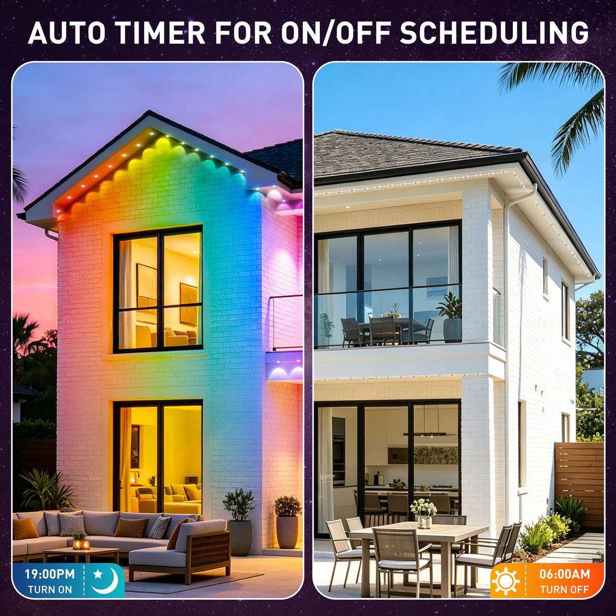 100FT Permanent RGB+IC Eave Lights, IP67 Waterproof Color Changing LED House Eave Lighting, Smart APP & Remote Control Music Sync Outdoor LED Roof Lights, Timable DIY Scene Lights for Holiday, Patio,