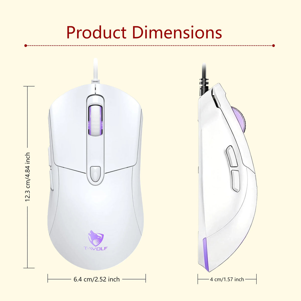 T-WOLF RGB Programmable Gaming Mouse With Six Buttons Adjustable DPI