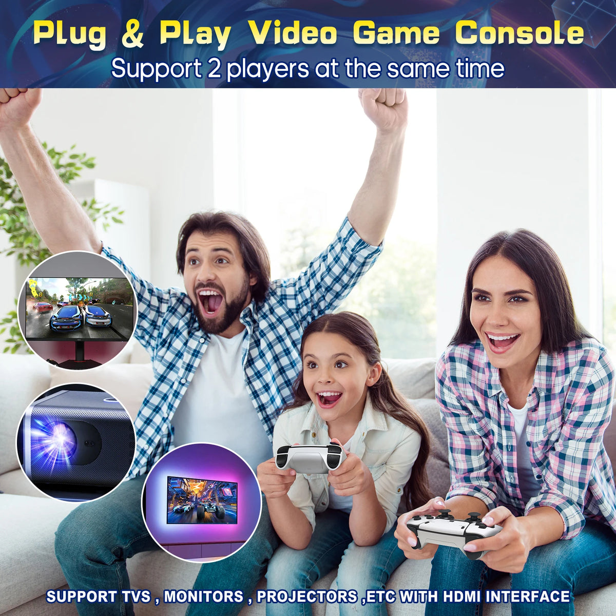 AISLPC Retro Gaming Console Stick With Dual Wireless Controllers
