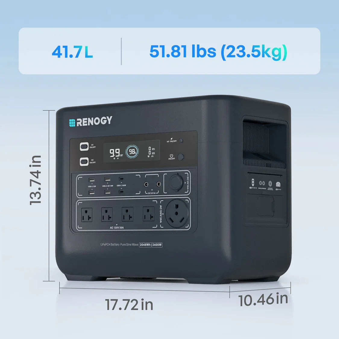 Renogy Portable Power Station With LiFePO4 Solar Backup