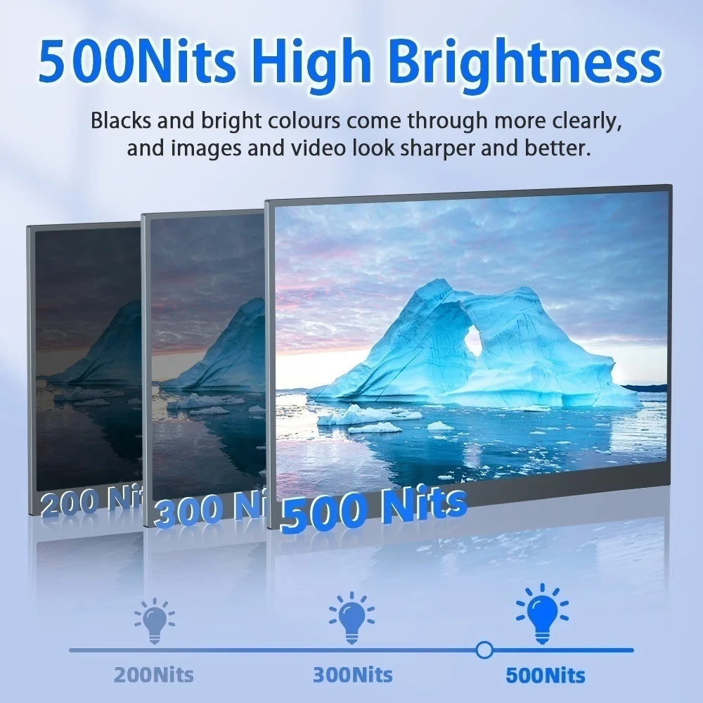 UPERFECT 17.3"4K QLED 500Nits Portable Monitor 100%DCI-P3  16:9 HDR FreeSync Screen Travel Office Game Display For PC XBox PS4/5