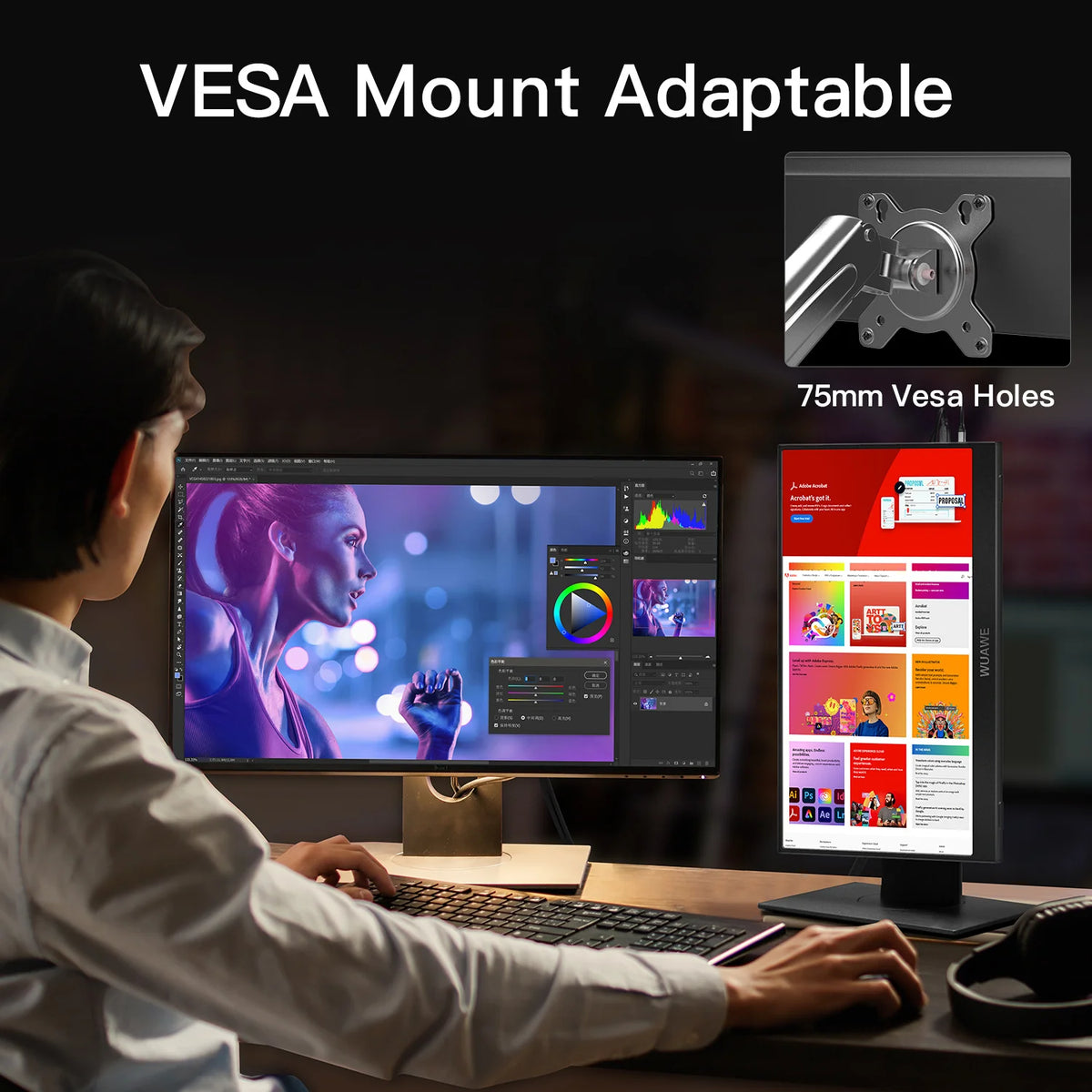 WUAWE Portable Monitor With Full HD USB C HDMI HDR