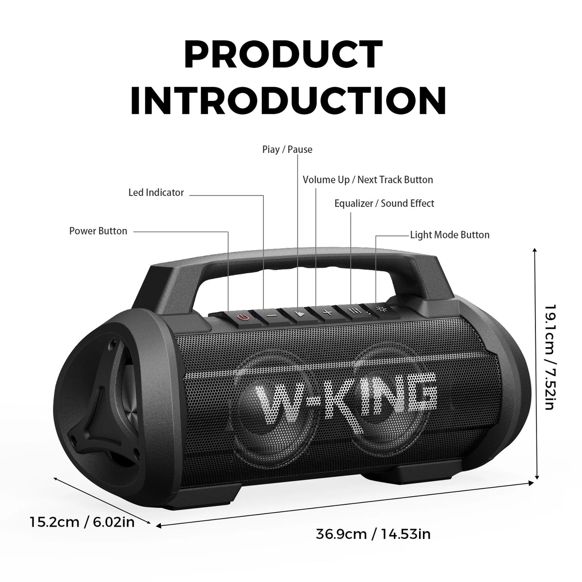 W-King D10MIC Portable Bluetooth Speaker With Wireless Microphone