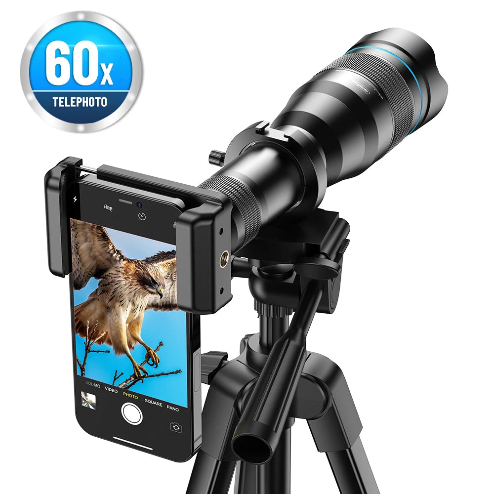 APEXEL 60X Mobile Phone Telescope Lens Astronomical Telephoto Zoom Lens With Extendable Tripod for iPhone 18/17/16 Samsung and All Smartphone
