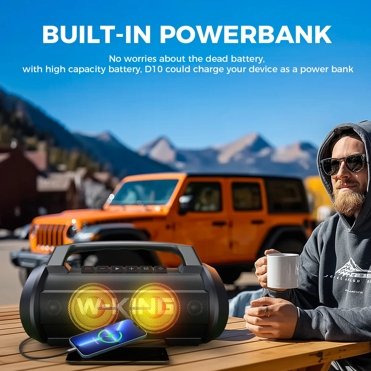 W-King D10MIC Portable Bluetooth Speaker With Wireless Microphone