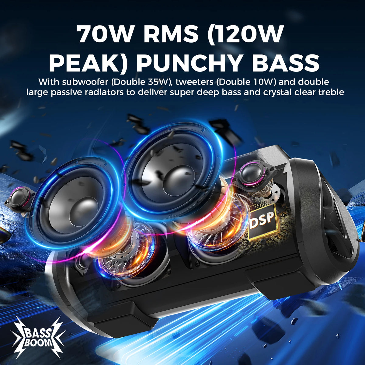 W-King D10MIC Portable Bluetooth Speaker With Wireless Microphone