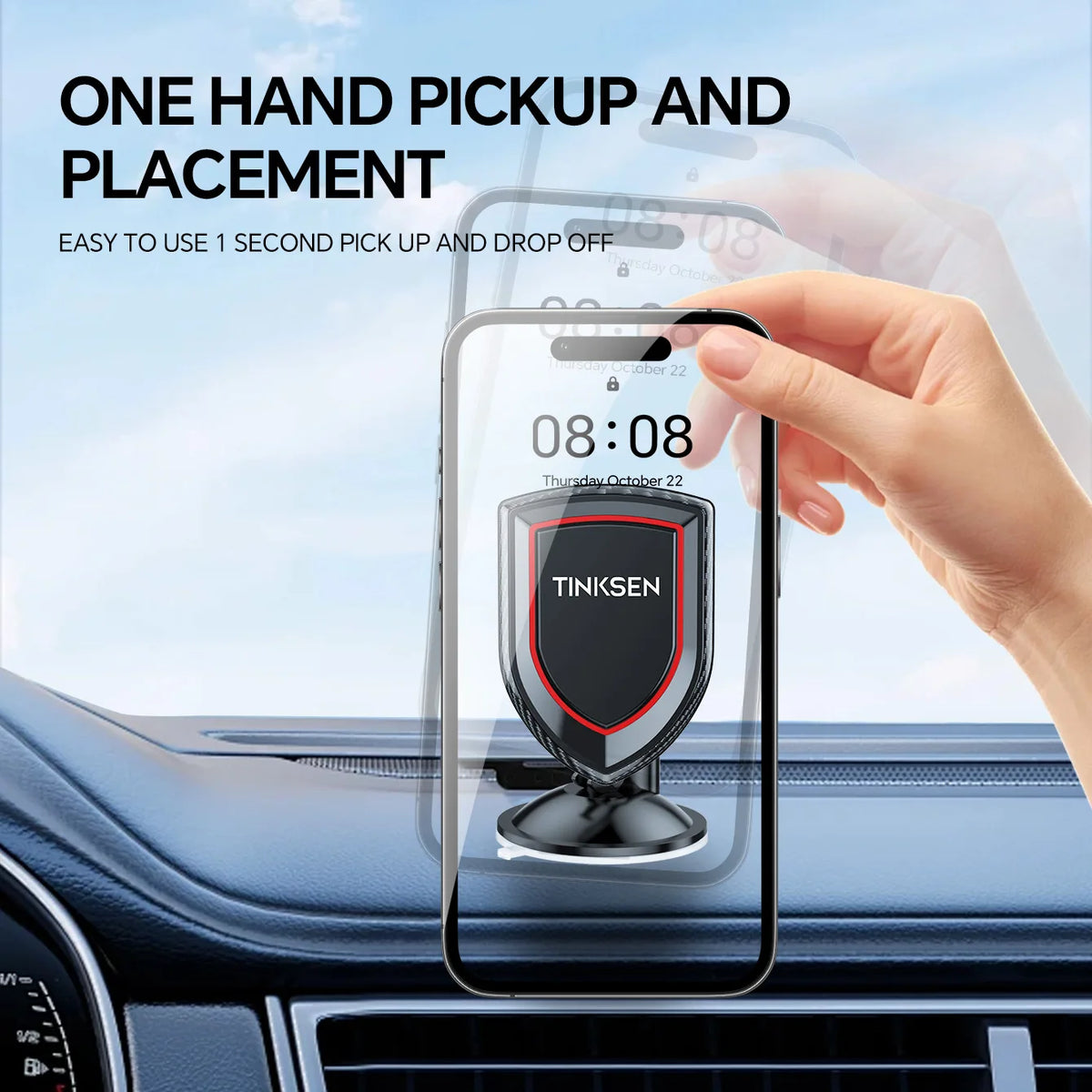 TINKSEN Magnetic Upgraded Car Phone Holder, a universal Car Phone Holder Suitable for Instrument Panels, Compatible with iPhone, Samsung, and All Android Smartphones