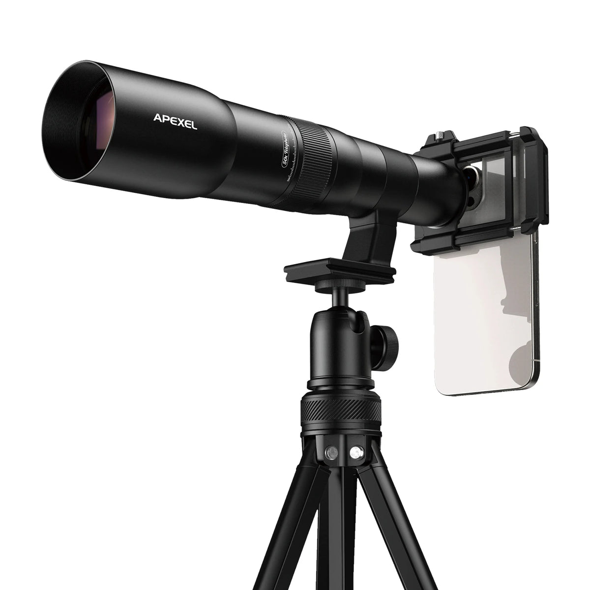 APEXEL HD 50X HD Ultra Telephoto Lens for iPhone and Most Smartphone, with Tripod & Universal Phone Clip, Suitable for Indoor and Outdoor Shooting and Watch Concert, Moon Viewing