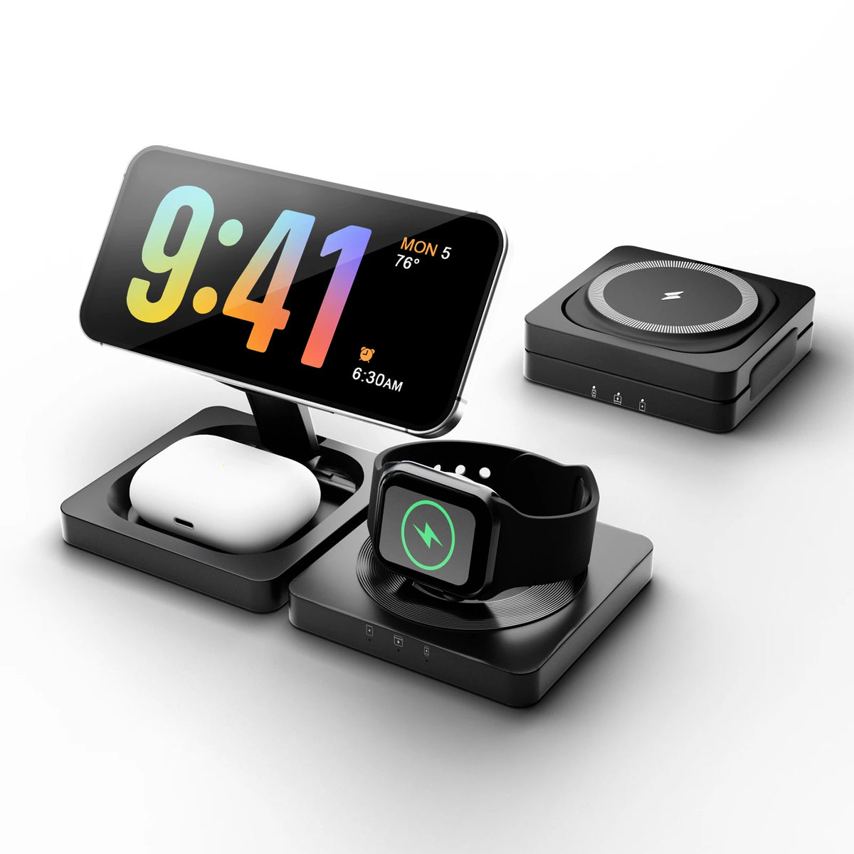 Magnetic Foldable 3-in-1 Wireless Charger for Phone Watch Earbuds