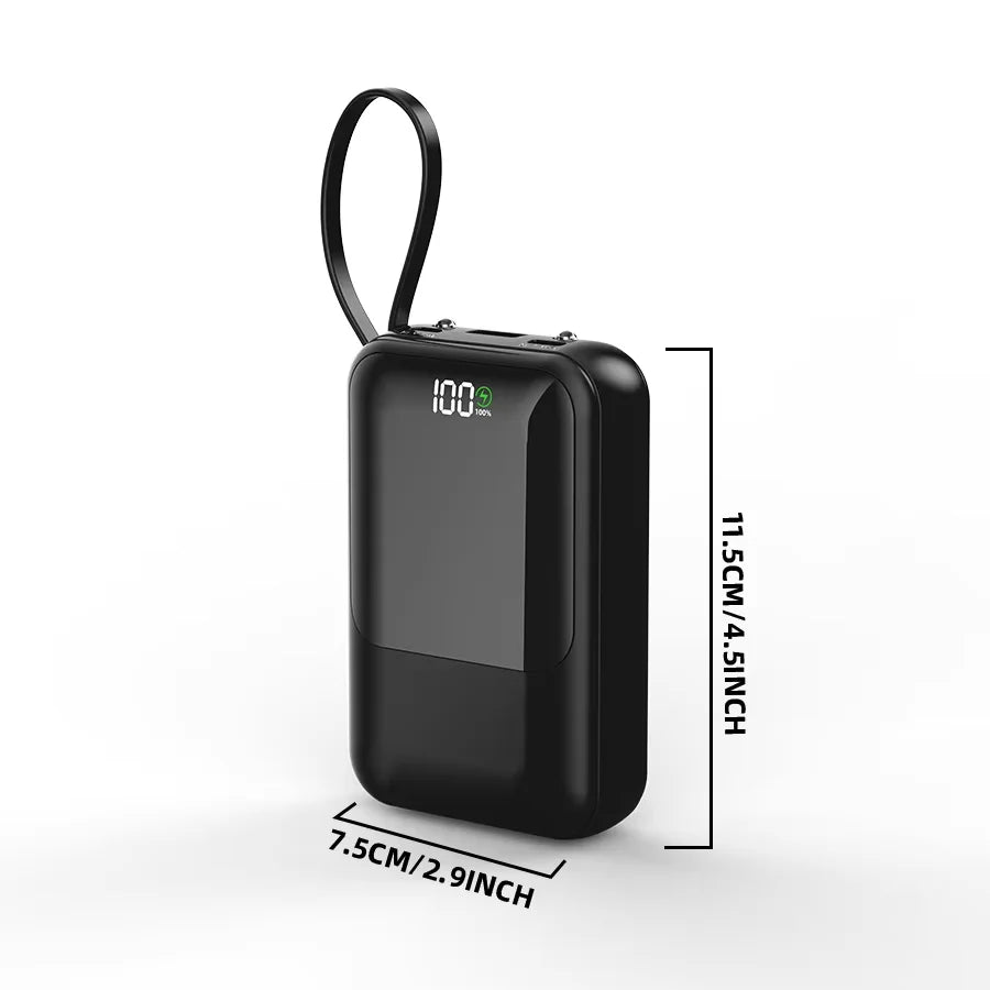 Portable Power Bank With Built In Cables And Wireless Charging