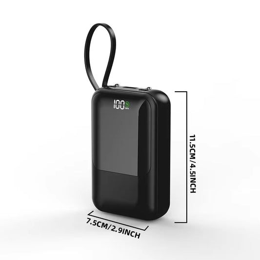 Portable Power Bank With Built In Cables And Wireless Charging