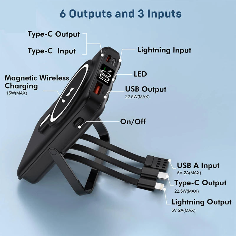 Wireless Magnetic Power Bank With 22.5W Fast Charging And Stand