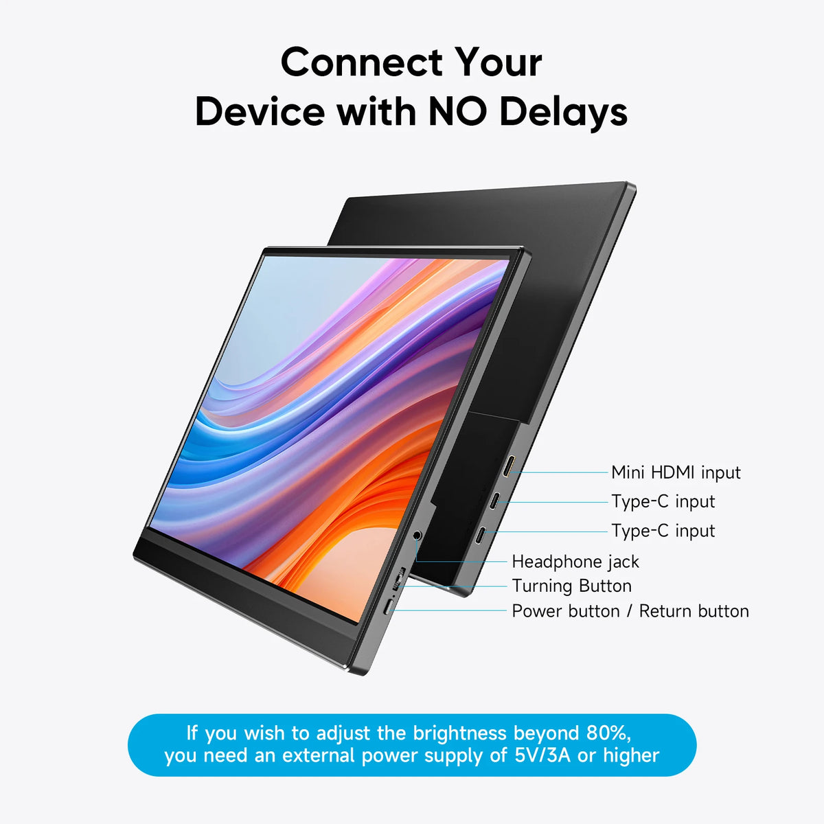 Dopesplay Portable Full HD IPS Monitor With Built In Speakers