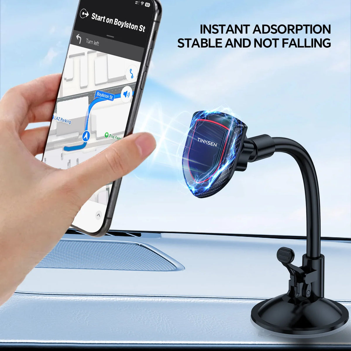 TINKSEN Magnetic Upgraded Car Phone Holder, a universal Car Phone Holder Suitable for Instrument Panels, Compatible with iPhone, Samsung, and All Android Smartphones