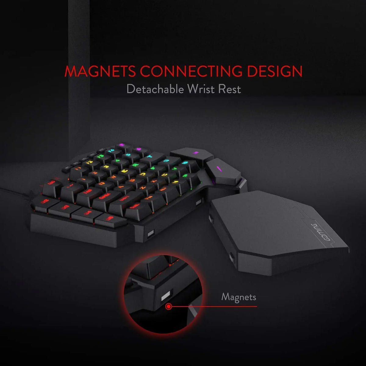Redragon K585 Wired DITI One-Handed RGB Mechanical Gaming 42 Keys Type-C Gaming Hot-Swappable Wrist Rest Keyboard