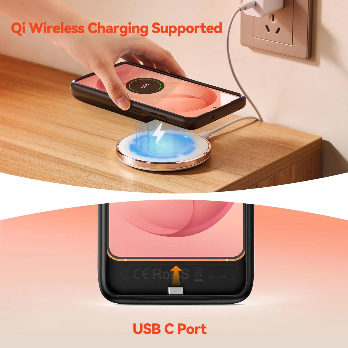 NEWDERY S26 Battery Case for Samsung Galaxy S26/Ultra/Plus Qi Wireless Portable Power Bank Rechargeable Charger Cover Battery Pack