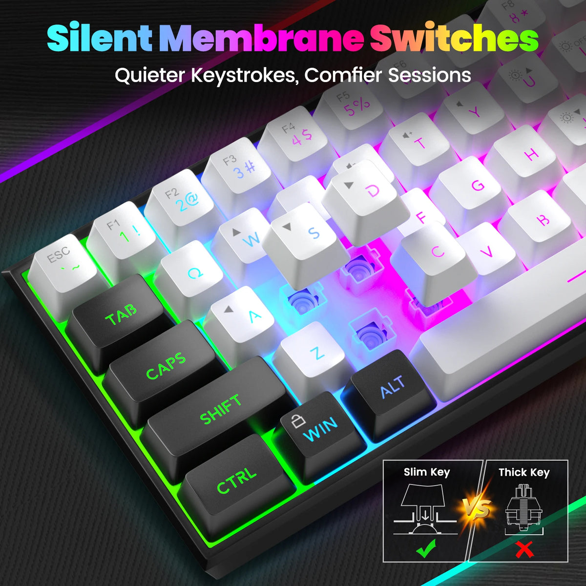 RGB Backlit Waterproof Mechanical Feel Wired Gaming Keyboard