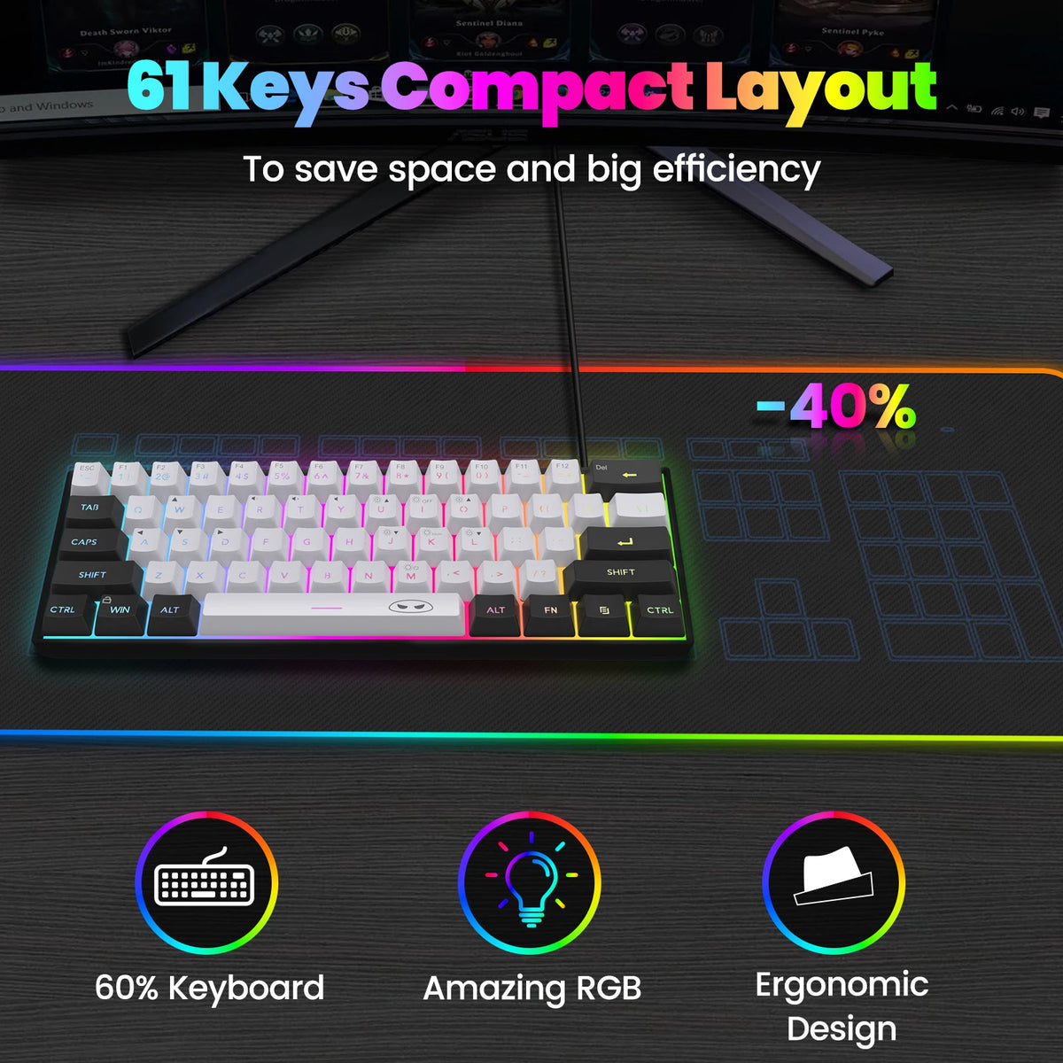 RGB Backlit Waterproof Mechanical Feel Wired Gaming Keyboard