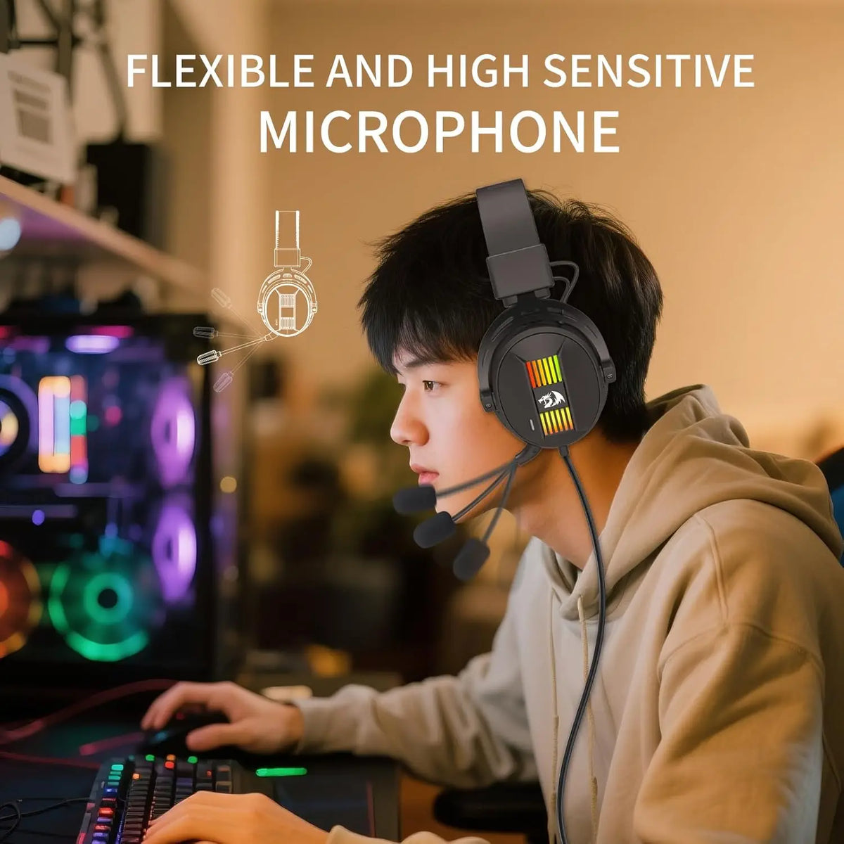 Redragon H375 Wired Gaming Headset With Surround Sound And Mic