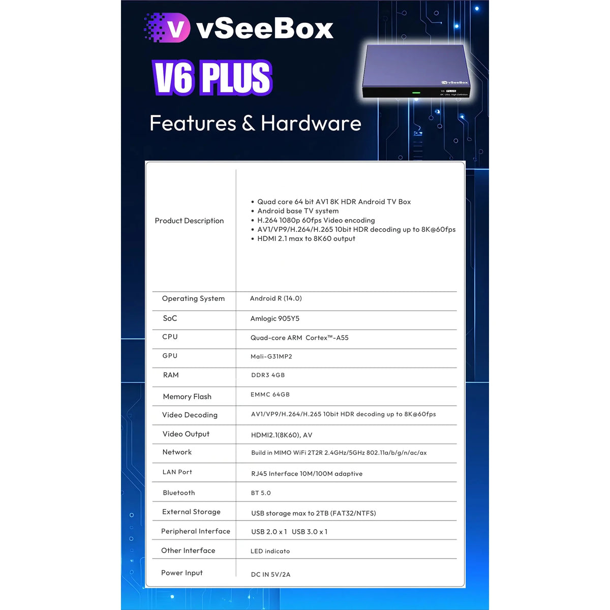 vSeeBox V6 8K Voice Control Streaming Box With WiFi 6