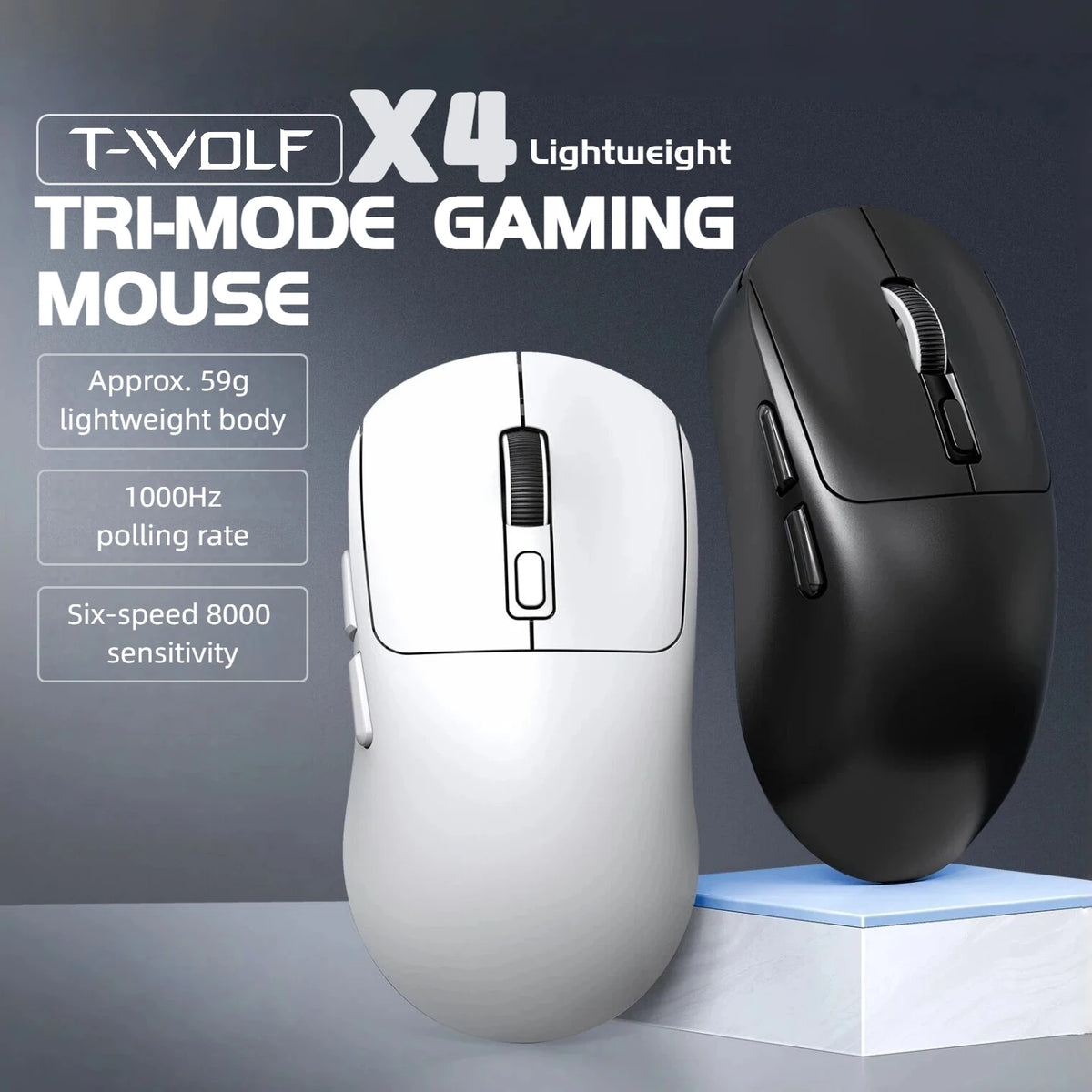 T-WOLF Tri-Mode Wireless Gaming Mouse 8000 DPI Rechargeable