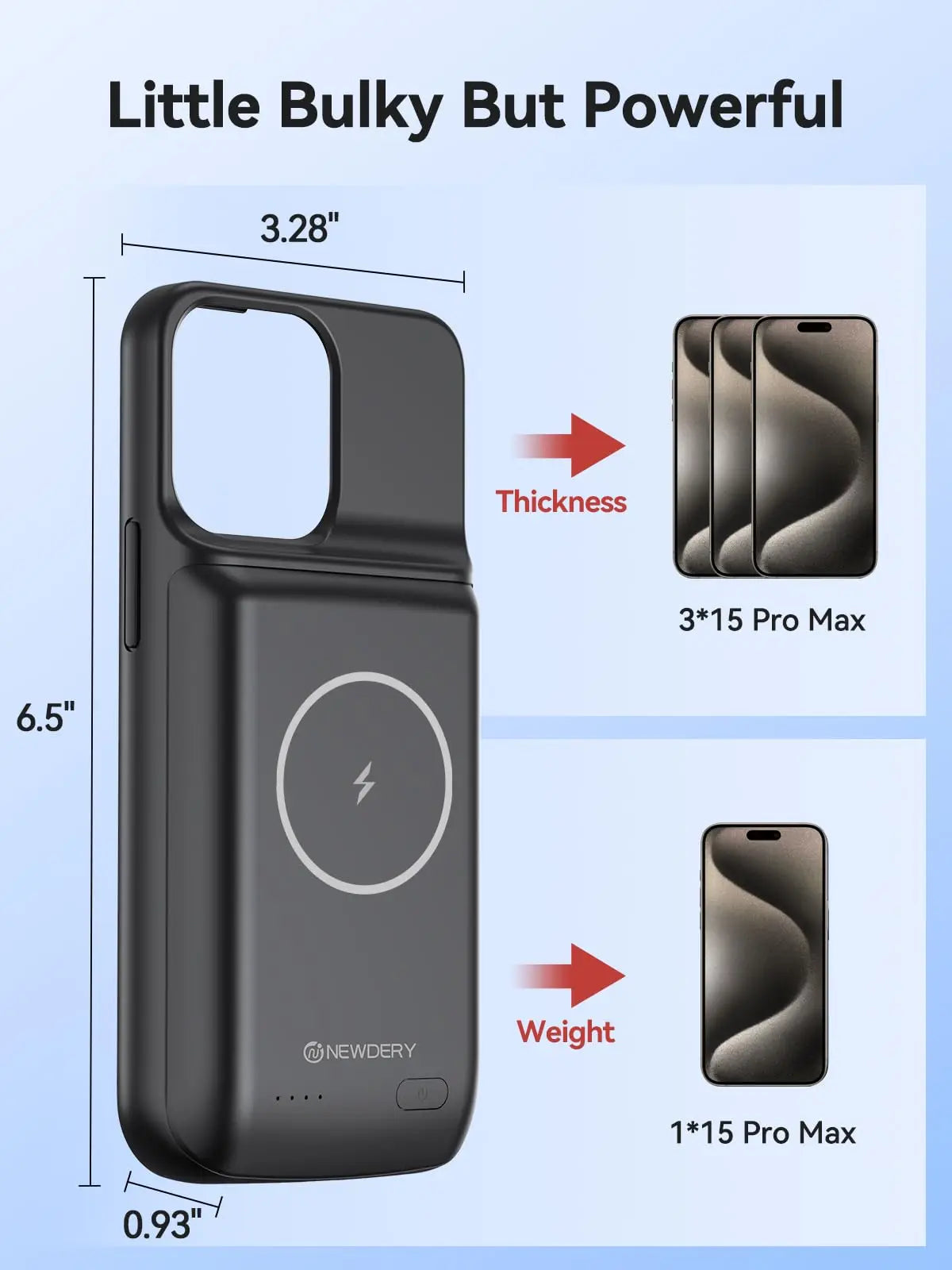 NEWDERY Magnetic Battery Case For iPhone 15 Pro Max Plus