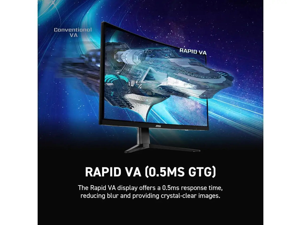 MSI 27" QHD 2K 1440P 180Hz with AMD FreeSync Sync 0.5ms HDR Ready support VRR Ai Vision Less Blue Light Anti-Flicker Curved Gaming Computer Monitor MAG 27CQ6F