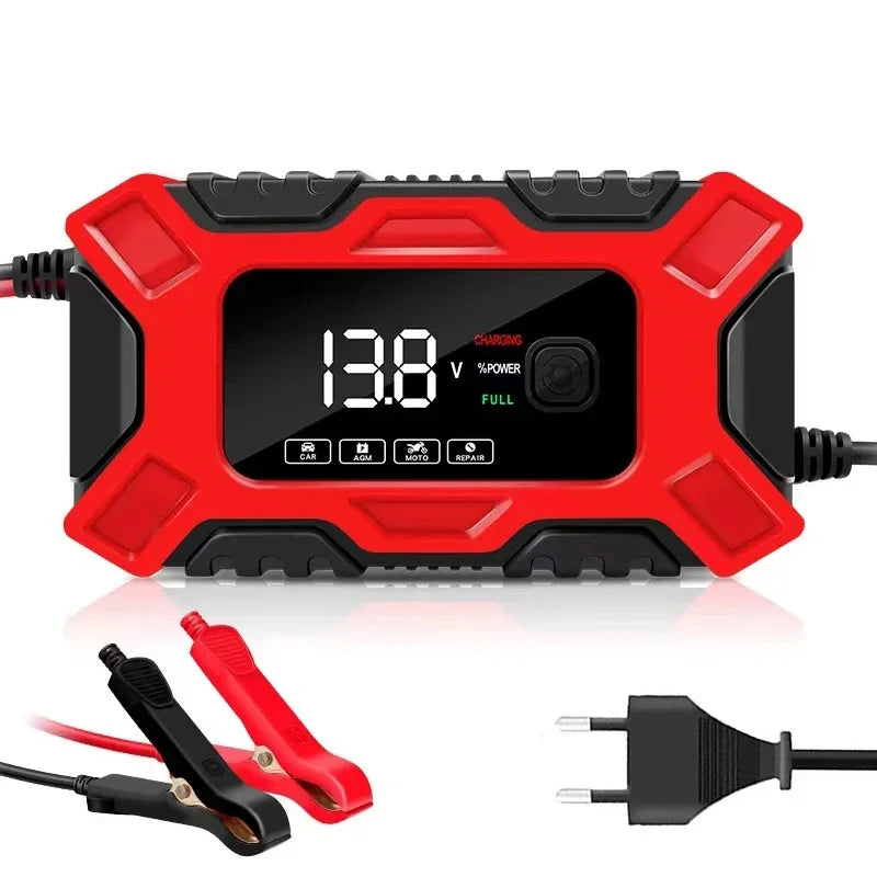 Car Battery Charger 12V Intelligent Pulse Repair LCD Display Car Battery Motorcycle Battery Charging Battery Repair Charger