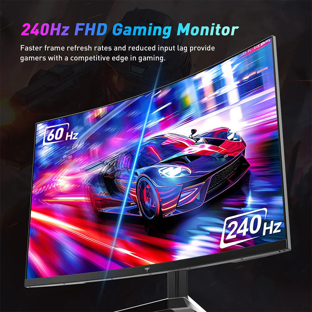 KTC H32S17F 32'' Curved Gaming Monitor, 1920*1080 HVA Panel, 240Hz Refresh Rate, 125% SRGB, 3500:1 Contrast Ratio, Adaptive Sync, HDR10, 3ms Response Time, 2*HDMI2.0 1*DP1.4 1*USB2.0 1*Audio, VESA Mount, Adjustable Tilt, Low