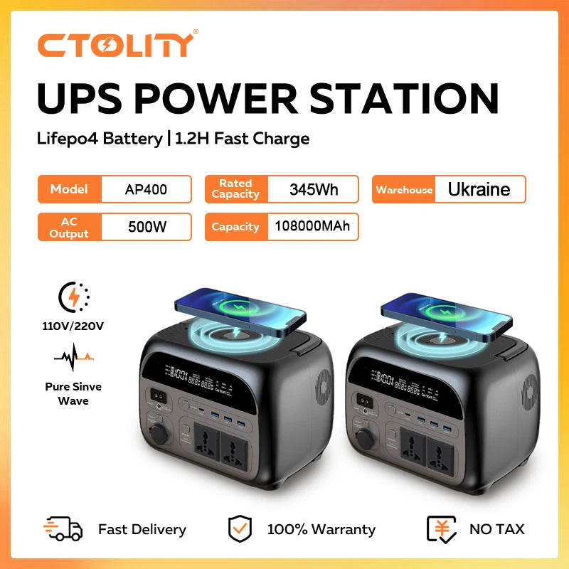 CTOLITY Portable Power Station With LiFePO4 Battery