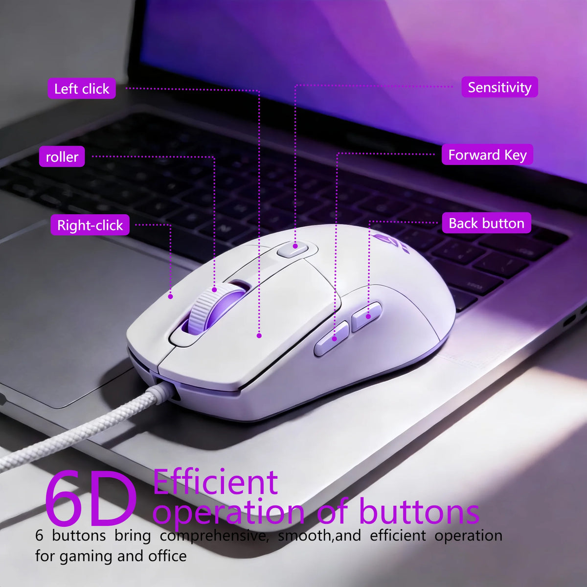 T-WOLF RGB Programmable Gaming Mouse With Six Buttons Adjustable DPI