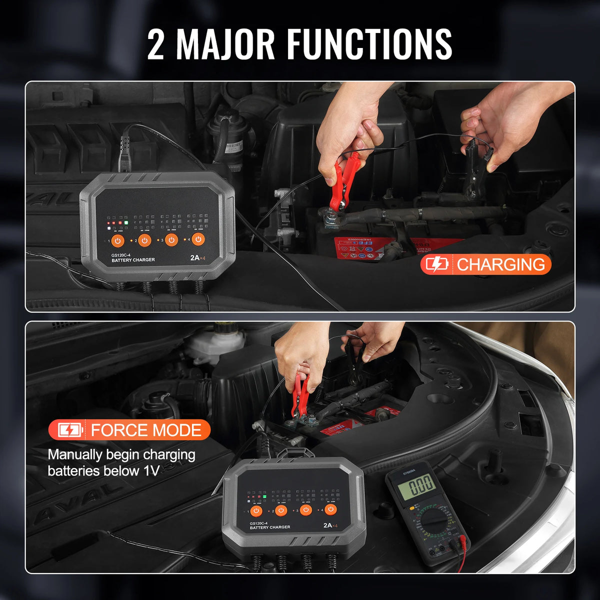 SucceBuy Smart Battery Charger Fully-Automatic Charger Maintainer Desulfator 8-Amp LiFePO4 Lead-Acid (AGM/Gel/SLA) for Boat Use