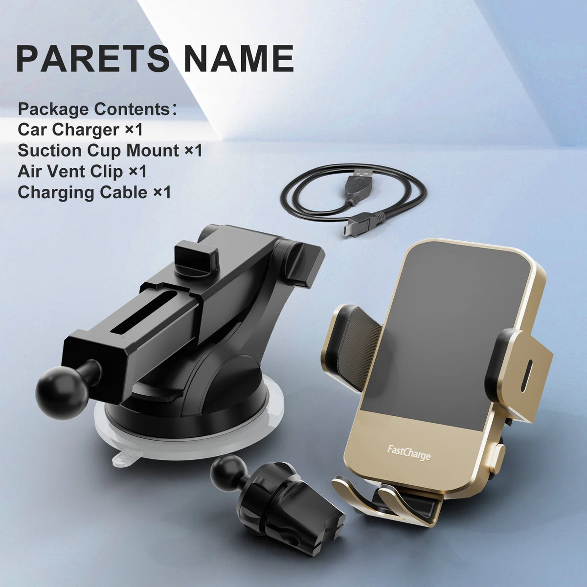 Qi Magnetic Wireless Car Phone Charger With Auto Clamp Mount